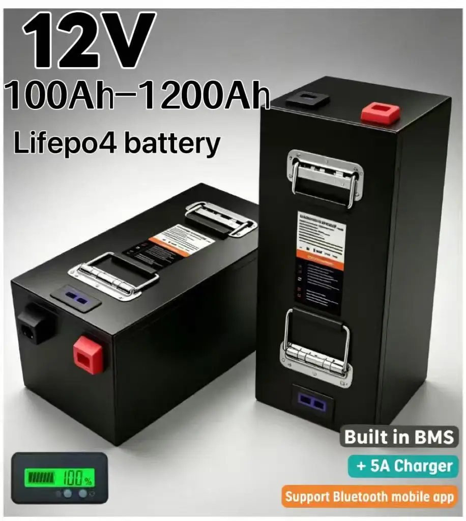 Lifepo4 12V 100Ah Bms Bluetooth - LiFePO4 12V大容量リチウム電池 100Ah-1000Ah BMS Bluetooth搭載、深サイクル充電式バッテリー、インテリジェント機能対応