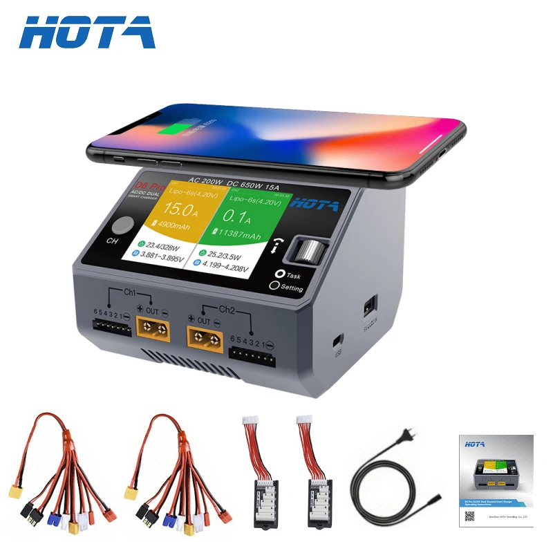 Hota-iPhoneおよびSamsung用のスマートバッテ - Hota D6 Pro Dual Lipo Charger のレビューと価格