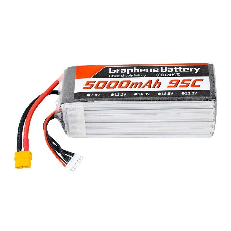 グラフェンリポバッテリー 5000mAh 6S 22.2V  - 6S Lipo Battery 22.2V 5000Mah のレビューと価格