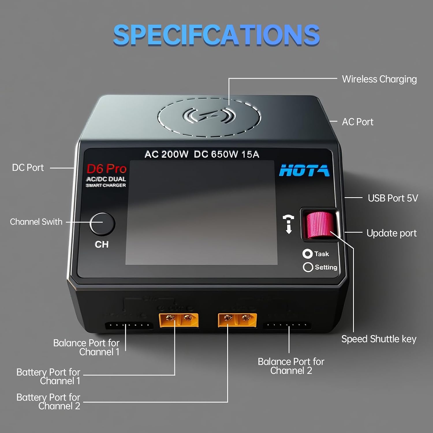 HOTA D6 Pro リポバッテリー充電器 デュアルチャン - Hota D6 Pro Dual Lipo Charger のレビューと価格